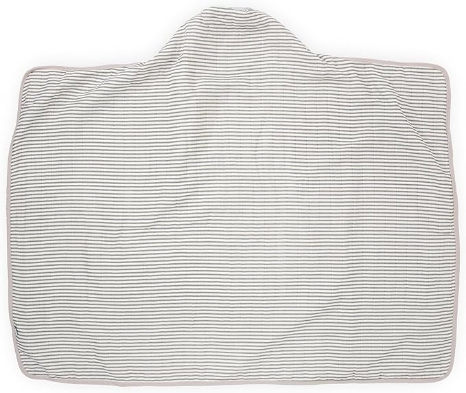 Little Unicorn Cotton Muslin & Terry Hooded Towel, Larger Size 1-6 Years (Grey Stripe)