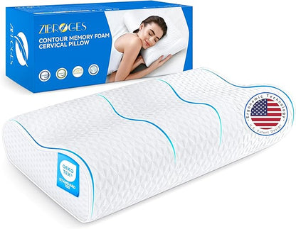 Cervical Neck Pillow Queen Size - Sandwich Dynamic Memory Foam Pillow for Sleeping, Adjustable Contour Ergonomic Orthopedic Cooling Pillow for Side, Back & Stomach Sleepers Soft