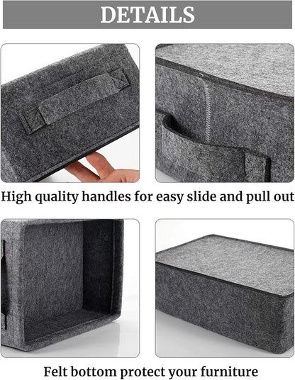 Medium Storage Basket Shlef Low Storage Bin Rectangle Felt Fabric Baskets Storage Bins Organizer for Underwear Socks Bra Towel Toiletry Baby Products Storage Basket Light Gray