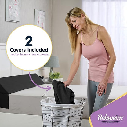 Wedge Pillow Headboard Bed Gap Filler California King - Headboard Pillow 72 X 10 X 6 - Long Pillow for Bed Wedge Gap Filler with Large Pocket for Bed Accessories - Mattress Gap Filler (Black)