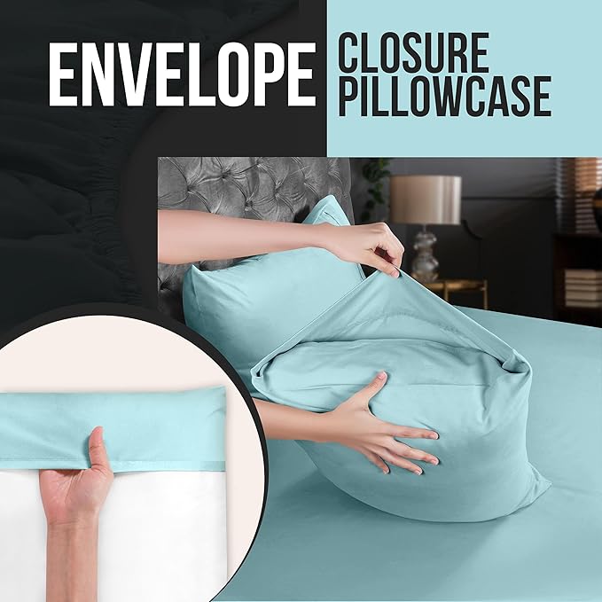 Utopia Bedding Standard Pillow Cases - 2 Pack - Envelope Closure - Soft Brushed Microfiber Fabric - Shrinkage and Fade Resistant Pillow Covers 20 X 26 Inches (Standard, Spa Blue)