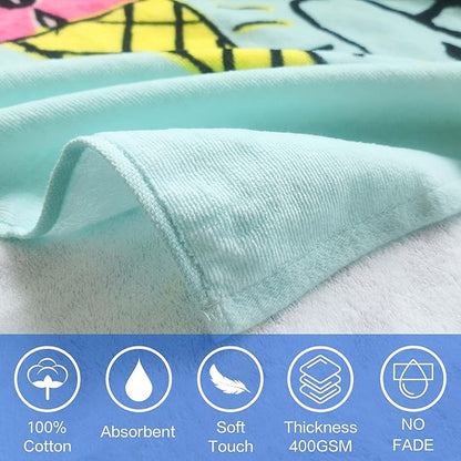 VOOVA & MOVAS Hooded Toddler Bath Towels (2-6Years) Cotton Pool Poncho for Kids, Perfect for Swimming | Surfing | Camping | Bathing | Birthday Gifts, Ice Cream Theme