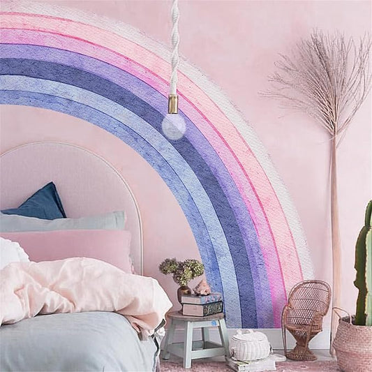 Waterproof Removable Vinyl Huge Rainbow Wall Decal Sticker for Nursery Kidsroom School Classroom Livingroom Bedroom Bathroom Decorations Art Kids Graduation Boho Cute Decals