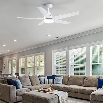 NicBex Ceiling Fan 48 Inch Modern Ceiling Fans with Integrated LED Light and Remote Control Double Finish Ceiling Fan with 5 Blades for Living Room, Bedroom, White