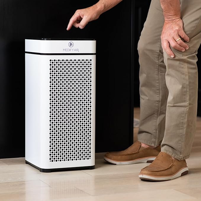 Medify MA-40 UV Light Air Purifier with True HEPA H14 Filter | 1,793 ft² Coverage in 1hr for Wildfires Smoke, Odors, Pollen, Pets | Quiet 99.9% Removal to 0.1 Microns | White, 1-Pack