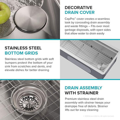 Kraus KWU210-57 Kore 2-Tier Workstation Undermount 16 Gauge Stainless Steel Single Bowl Kitchen Sink with 10 Piece Chef’s Kit of Accessories, 57 inch