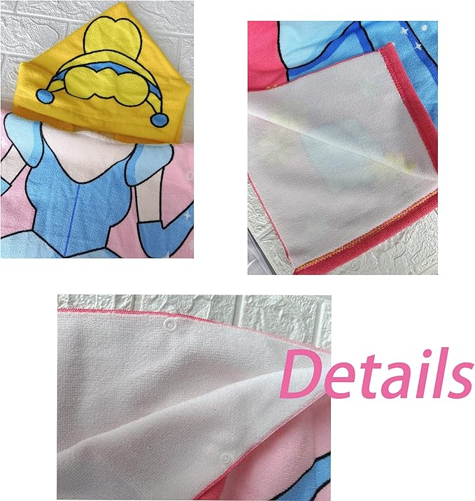 Princess Kids Hooded Towel for Toddler Girls Soft and Absorbent Poncho Hooded Kids Towel for Beach Bath and Swim, 47.2" L x 23.6" W