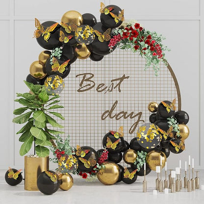 SAOROPEB 3D Butterfly Wall Decor 48 Pcs 4 Styles 3 Sizes-Butterfly Birthday Decorations&Butterfly Party Decorations&Butterfly Cake Decorations-Removable Gold Butterfly Decorations (Laser Gold)