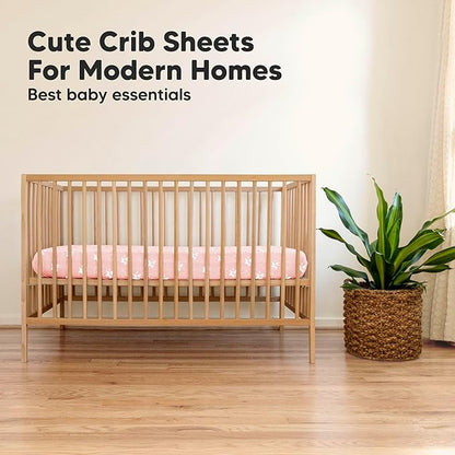 2-Pack Organic Crib Sheets for Boys, Girls - Jersey Fitted Crib Sheet, Baby Crib Sheets Neutral, Crib Mattress Sheet, Cotton Crib Sheets, Breathable Crib Sheet, Baby Mattress Sheets (Dreamland)