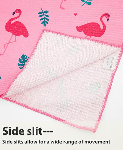 MissShorthair Kids Toddler Poncho Towels, Hooded Beach Towel for Girl&Boy, Surf Poncho Swim Changing Robe Microfiber Bath Towel for 4-6 Years Flamingo