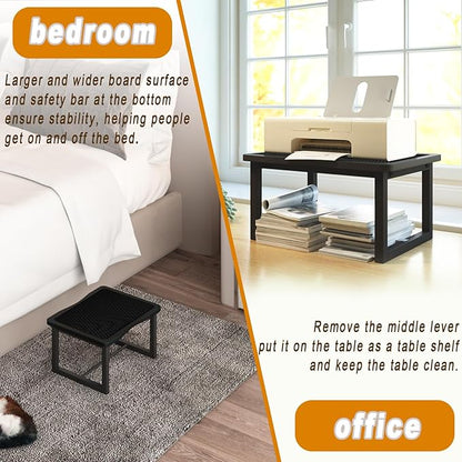 Step Stool for Adults Kids, Anti-Slip Sturdy Wooden Step Stools with 500 Lbs Capacity for High Beds,Closet, Bathroom,Kitchen, Potty Training