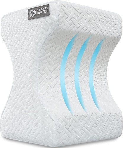 5 STARS UNITED Knee Pillow for Side Sleepers - Memory Foam Leg Pillow for Side Sleeping - Between Legs Pillow for Hip and Lower Back Pain - Sciatica Pain Relief