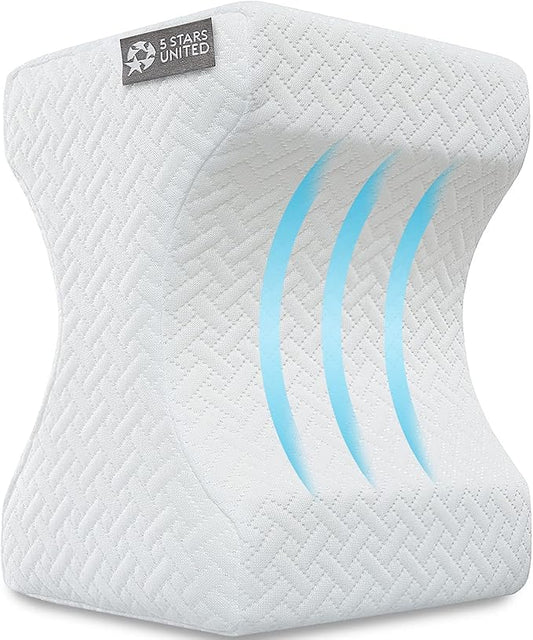 5 STARS UNITED Knee Pillow for Side Sleepers - Memory Foam Leg Pillow for Side Sleeping - Between Legs Pillow for Hip and Lower Back Pain - Sciatica Pain Relief