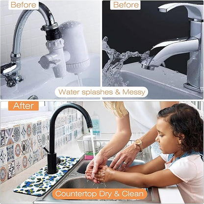 Kitchen Faucet Mat Colorful Butterfly Animals Kitchen Sink Splash Guard Faucet Mat,1 PC Splash Guard Behind Faucet Drip Catcher for Kitchen,Dish Drying Mat,Bathroom Faucet Mat 15.5""X5.5""