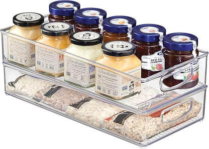 iDesign BPA-Free Plastic Pantry and Kitchen Storage, Freezer and Fridge Organizer Bin with Easy Grip Handles – 16” x 8” x 3”, Clear
