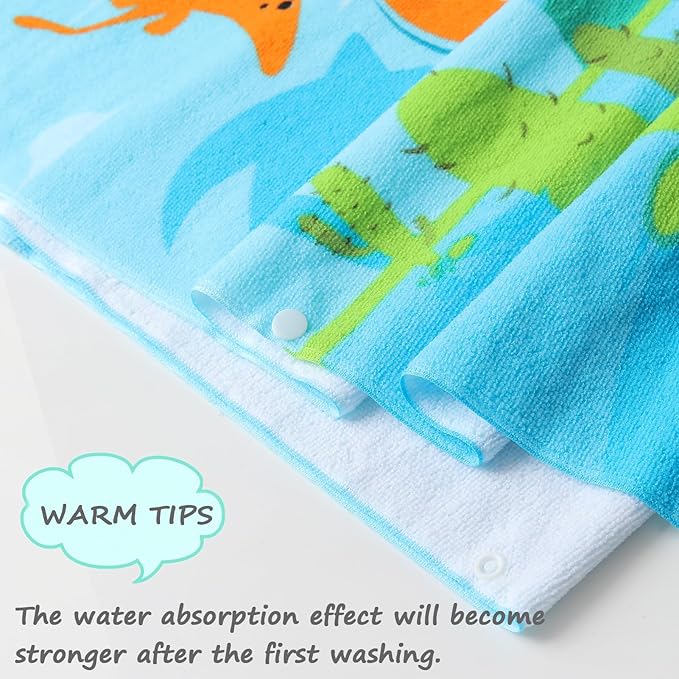 NovForth Kids Beach Towel for Boys Girls, Mermaid Hooded Bath Towel Wrap, Toddler Pool Towel with Hood