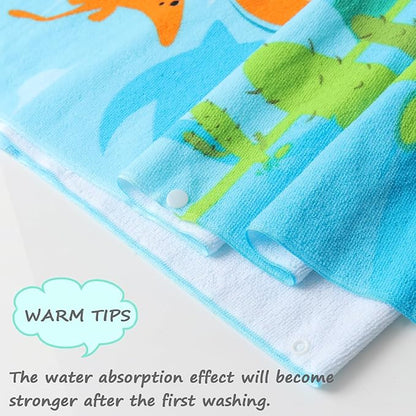 NovForth Kids Beach Towel for Boys Girls, Mermaid Hooded Bath Towel Wrap, Toddler Pool Towel with Hood