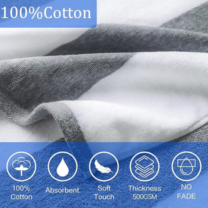 VOOVA & MOVAS Teens Hooded Towel - Teens Hooded Pool Towel Robe (8-16Years), Large Absorbent Cotton - Versatile for Beach, Pool, Swim, and Bath,Dark Gray Stripe