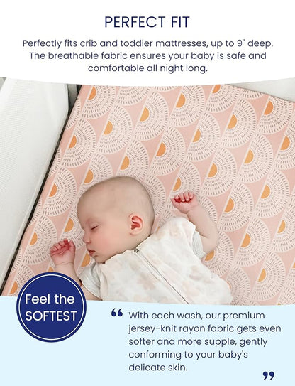 TotAha Baby Crib Sheets Boho Rainbow for Boys Girls, Hypoallergenic Crib Mattress Fitted Sheet Neutral, Ultra Soft Crib Sheets 28x52x9 Extra Deep Pocket, 2 Pack
