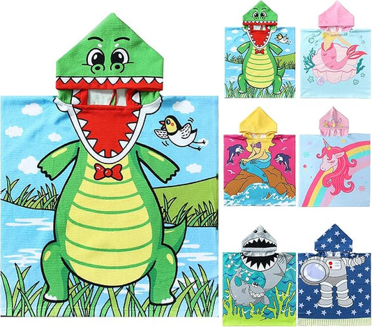 NovForth Kids Beach Towel for Boys Girls, Alligator Hooded Bath Towel Wrap, Toddler Pool Towel with Hood