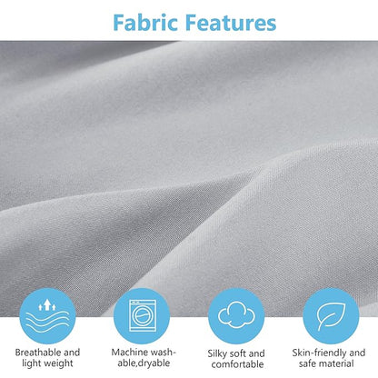 TILLYOU Baby Crib Sheets for Boys Girls, Fitted Crib Sheet 2 Pack for Standard Crib and Toddler Mattresses, Super Soft Toddler Bed Sheets, 28"x52"x8",Lake Blue& Grey