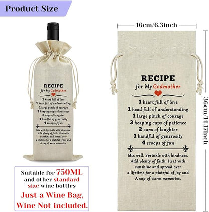 Sfodiary Godmother Gift Baby Reveal Gift for Godmother Wine Bag Godmother Gift from Godchild Baptism Gift for Godmother Mother’s Day Birthday Christmas Gift for Godmother Reusable Wine Bottle Cover