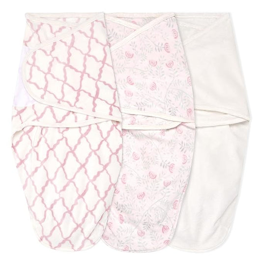 aden + anais, Velboa Baby Wrap, Newborn Wearable Swaddle Blanket, TOG 1.5, 3 Pack, Pink Arts and Crafts, 0-3 Months