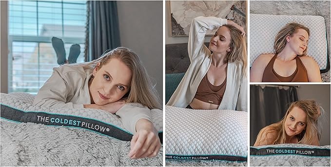 The Coldest Pillow - Adjustable Fill, Washable Cover, and Best for Breathable Cool While Sleeping -Premium (Queen)