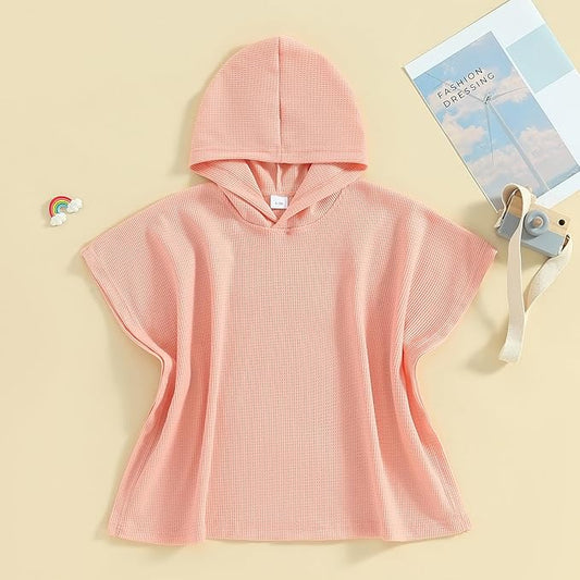 Toddler Beach Towel with Hood Kids Waffle Swim Cover Up Bath Towel Surf Poncho Boys Girls Hooded Beach Towel (A Pink, 2-3 Years)