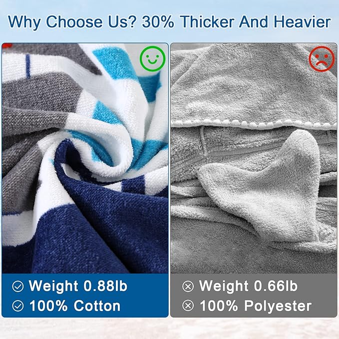 Wowelife Toddler Bath Towel, Blue Hooded Beach Towel, 100% Cotton, Quick Dry, Absorbent, Machine Washable, Adjustable, Pirate Ship Theme