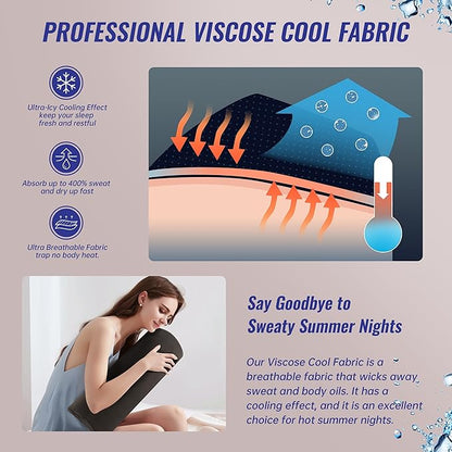 Cooling Knee Pillow for Back Sleeping, Knee Wedge Pillow for Back Pain, Cooling Body Pillow Leg Pillow for Side Sleeping, Knee Bolster Pillow for Legs support, Half Moon Knee Pillow for Back Sleeping