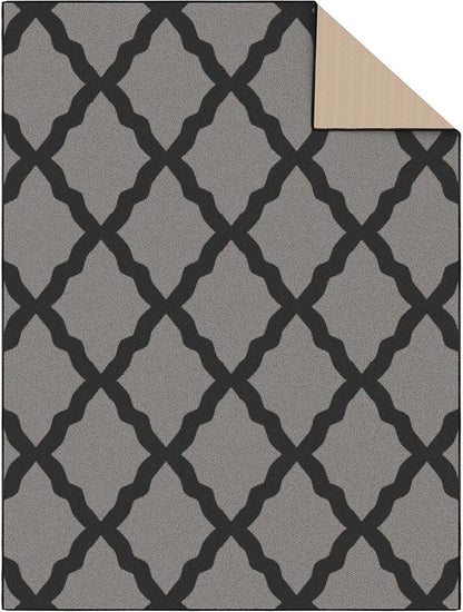 Ottomanson Glamour Collection Non-Slip Rubberback Moroccan Trellis Design 5x7 Indoor Area Rug, 5' x 6'6", Dark Gray
