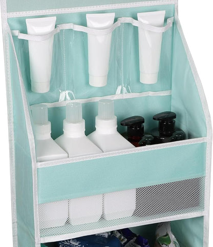 Univivi Door Hanging Organizer Nursery Door Hanging Storage Closet with 4 Large Pockets and 3 Small PVC Pockets Over Door Organizer for Cosmetics, Toys and Sundries (Blue)