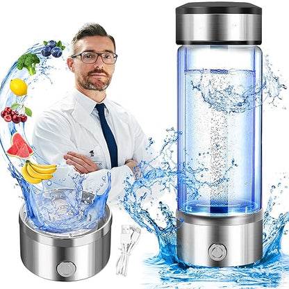 Hydrogen Water Bottle 3 Mins Portable Hydrogen Water Bottle Generator SPE PEM Technology Water Ionizer Gift for Love Suitable for Travel Exercise Home Black Lid