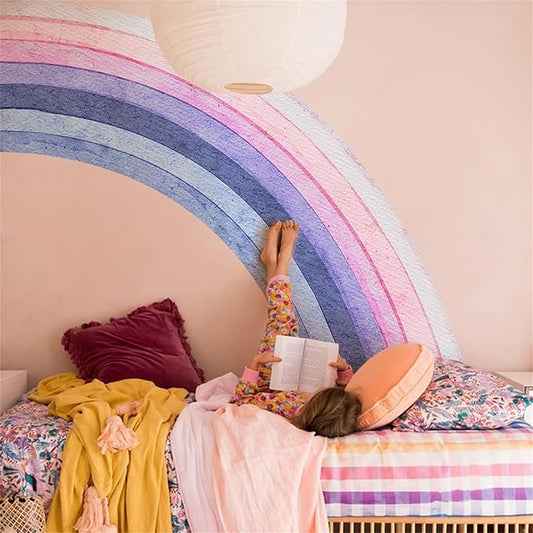 Waterproof Removable Vinyl Huge Rainbow Wall Decal Sticker for Nursery Kidsroom School Classroom Livingroom Bedroom Bathroom Decorations Art Kids Graduation Boho Cute Decals