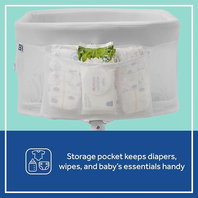 Sealy Baby Airy Dreams Breathable 2-in-1 Baby Bassinet & Bedside Sleeper, Bedside Bassinet for Baby, Height Adjustable, Stand-Alone or Bedside Sleeper, Drop-Down Panel for Easy Access