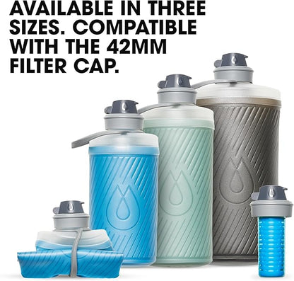 Hydrapak Flux - Collapsible Backpacking Water Bottle (1 Liter) - BPA Free, Ultra Light, Spill-Proof Twist Cap - Sutro Green