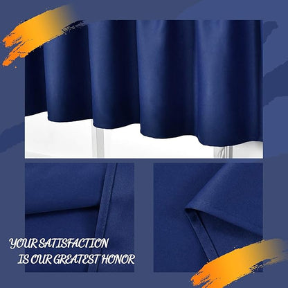 Navy Blue Valance for Windows Solid Blackout Rod Pocket Short Curtain Valance for Kitchen Bathroom 42x18 Inch 1 Panel