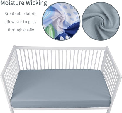 Baby Crib Sheets for Boys Girls, 2 Pack Fitted Crib Sheet for Standard Crib and Toddler Mattress, Soft Microfiber Baby Sheet 52x28x8in. (Cobblestone & Dark gray)