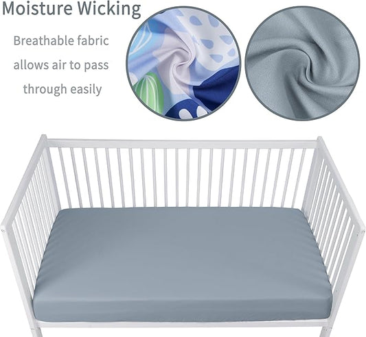 Baby Crib Sheets for Boys Girls, 2 Pack Fitted Crib Sheet for Standard Crib and Toddler Mattress, Soft Microfiber Baby Sheet 52x28x8in. (Cobblestone & Dark gray)