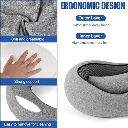 Neck Pillow for Traveling, Soft Airplane Neck Pillow, Memory Foam Travel Neck Pillow, 2024 New Neck Support Travel Pillow for Long Flight, Adjustable Full Surrounding Stowable U-Shaped