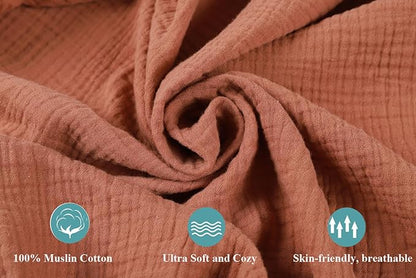 Muslin Travel Crib Fitted Sheets Compatible with Baby Bjorn, Guava Lotus Travel Crib and 24 x 42 Inch Travel Light Playard Mattress Snuggly Soft 100% Cotton Fog & Brown