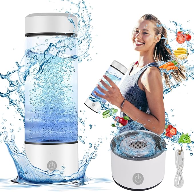 White 400ml Hydrogen Water Bottle High Hydrogen Concentration Generator Purifier Quantum Health Filter with SPE PEM Technology AY007
