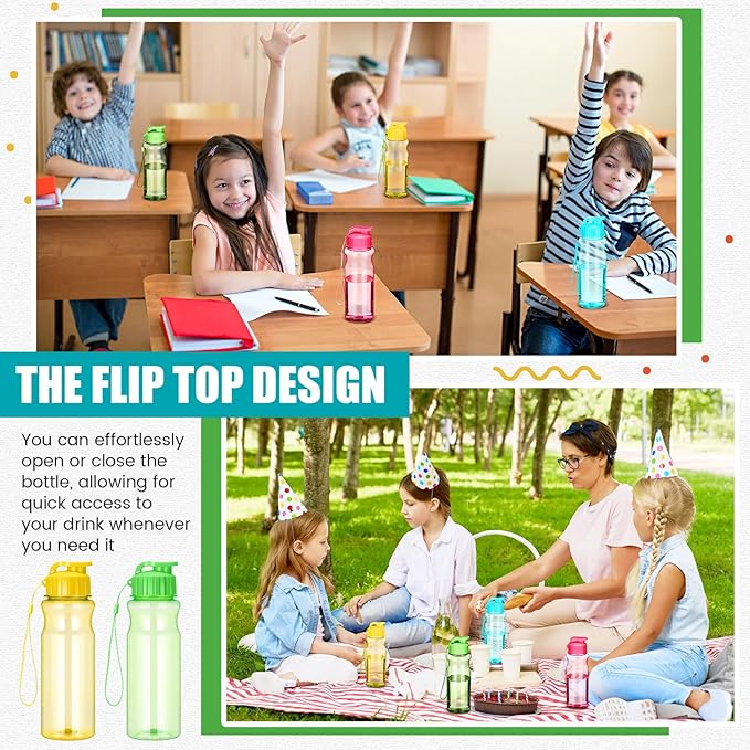 Tioncy 40 Pieces Water Bottles Bulk 17 oz Plastic Sport Drink Bottles with Handle Strap Lightweight Leakproof Reusable Leak Proof Travel Bottles for Fitness Gym(Bright Colors)