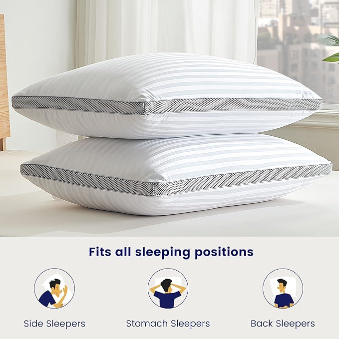 SLEEP ZONE Bed Pillows for Sleeping, King Size Set of 2, Sandwich Mesh with Breathable Sides, Premium Soft Pillows for Back, Stomach or Side Sleepers