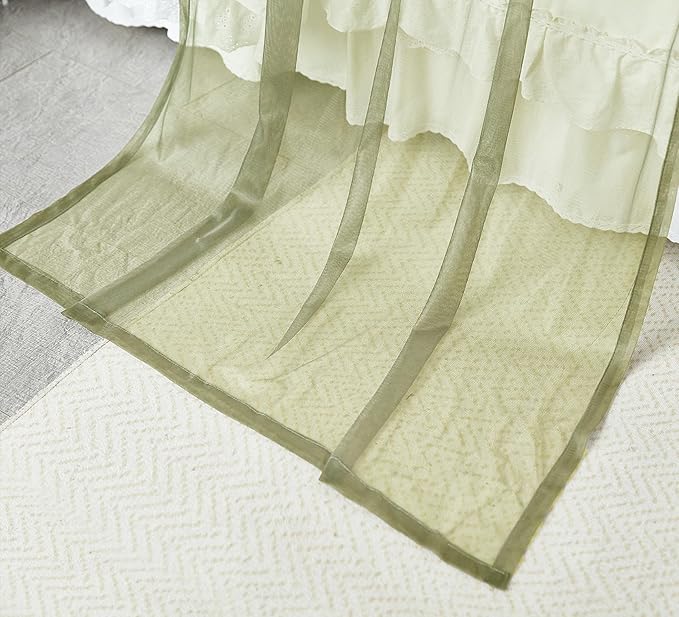 Akiky Canopy Bed Curtains Twin Sheer Sage Green Bed Canopy Scarf Bed Canopy,Kids Bed Scarf-Curtains for Room Décor or Wedding Party Décor(2 Bed Canopy)