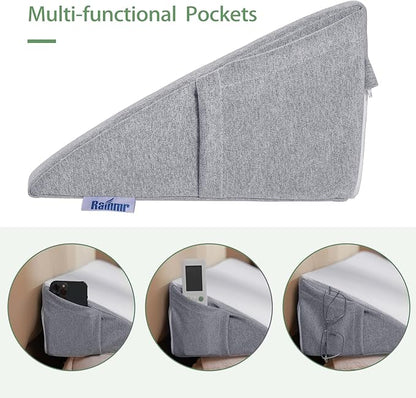 Bed Wedge Pillow for Headboard Queen Size(60"X10"X6"), Comfy Headboard Pillow Wedge for Gap(0-6''), Triangle Mattress Wedge Pillow for Sleeping Reading, Bed Gap Filler for Headboard(Grey)