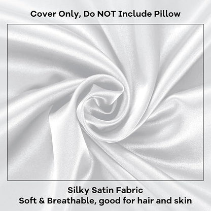 HOMBYS Satin Bed Wedge Pillow Cover Silky & Smooth Wedge Pillowcase 1 Pack 24x24x10, Soft & Breathable, Removable & Machine Washable-Zipper Design (Pillow Not Include),White