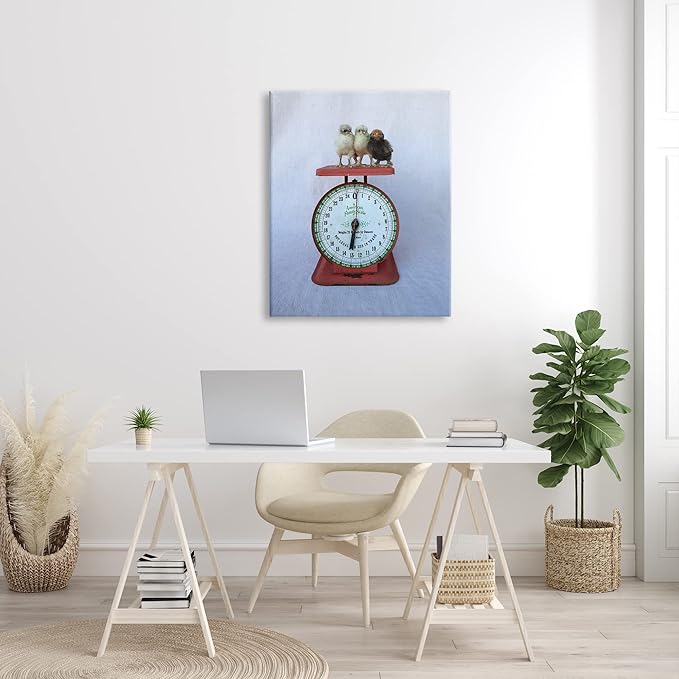 Stupell Industries Country BaBy Chick Birds on Vintage Kitchen Scale Canvas Wall Art, Design By Tania Soderman