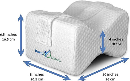 Doctor Developed Knee Pillow for Side Sleepers - Memory Foam Leg Side Sleeper Pillow, Sciatica Pain & Back Pain Relief - Leg Pillow with Strap to Support Spine Alignment - Orthopedic Hip Pillow